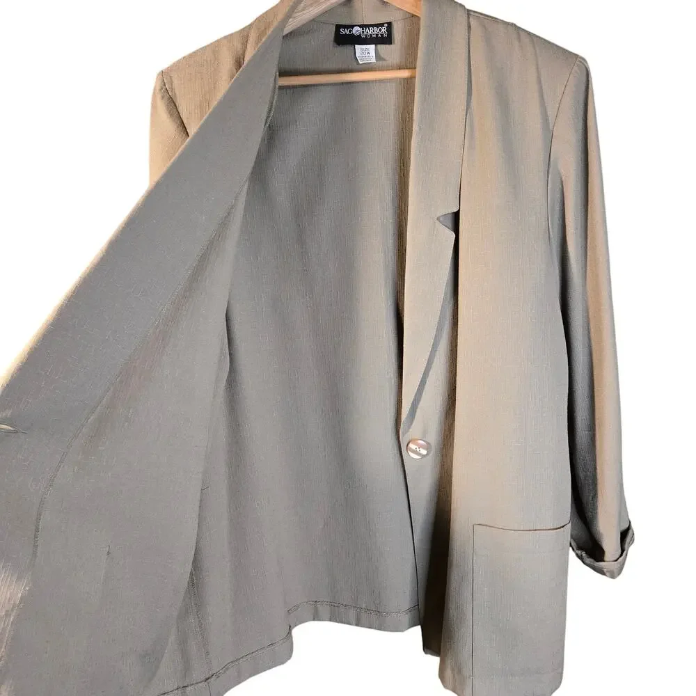 Sag Harbor 20W Premium Beige/Neutral Tailored Blazer [056] - Picture 4 of 11